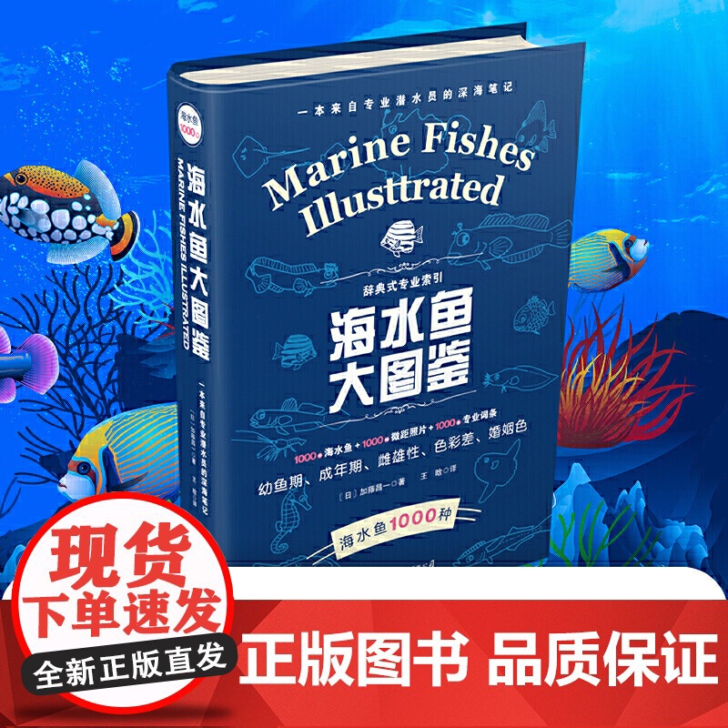 海水鱼大图鉴 1000种深海鱼成长图鉴大全大太平洋 海洋动物4K图鉴书海洋世界儿童书揭秘海洋百科全书海底生物彩色图鉴书籍高清大图