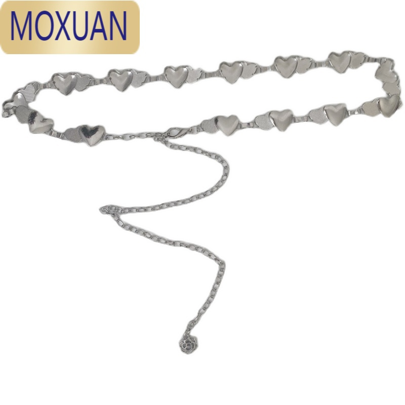 MOXUANins简约百搭细腰带气质连衣裙装饰金属腰链韩版个性爱心链条皮带