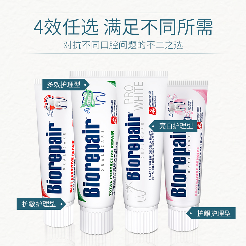 贝利达抗敏+护龈+多效+美白经典系列牙膏