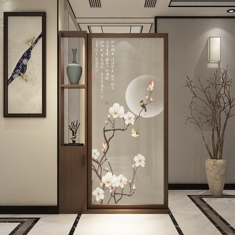 定金定制新中式木质屏风木花格隔断墙迪玛森镂空玄关柜入户客厅进门