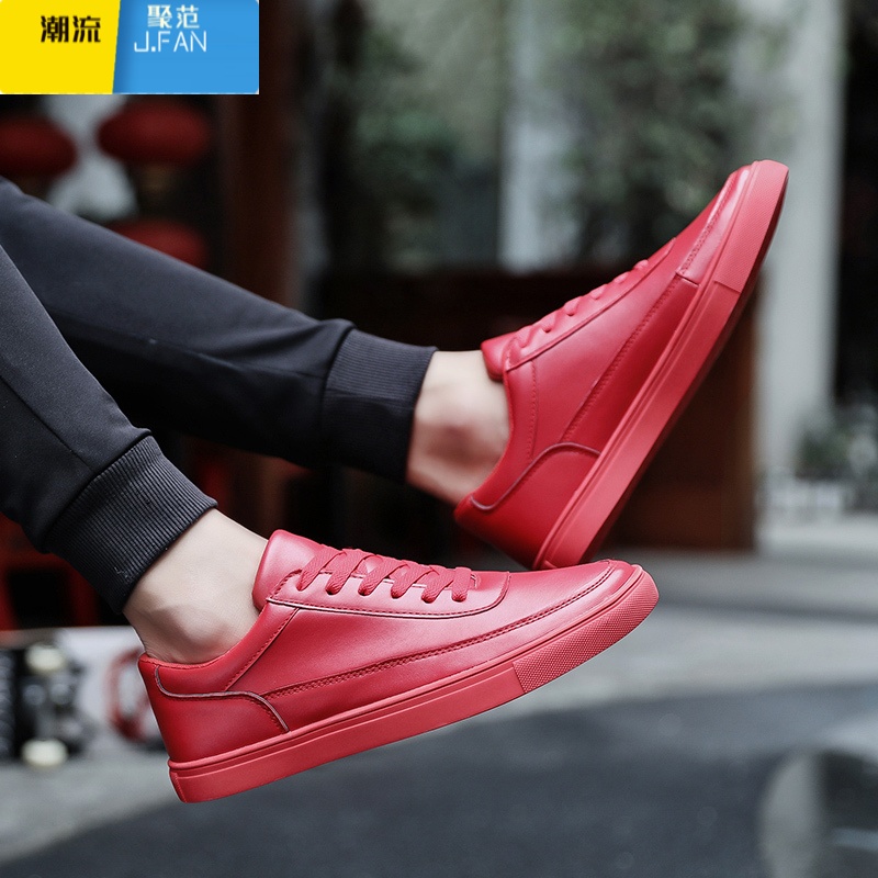 聚范夏季新款白色板鞋男鞋潮流透气休闲鞋男士低帮白鞋小白鞋子男潮鞋高清大图