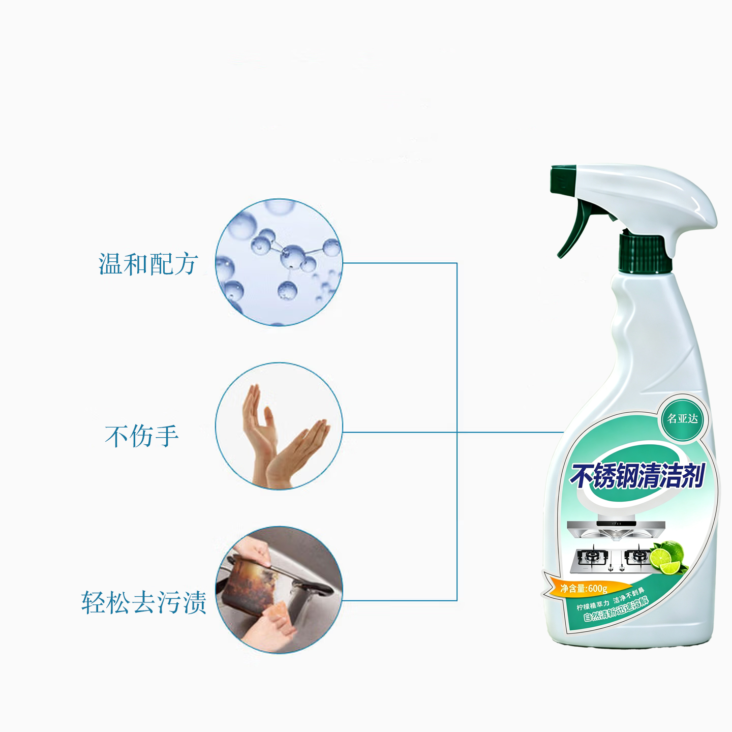名亚达 MYD-QJ01 600g 去油 不锈钢清洁剂 (计价单位:瓶)高清大图