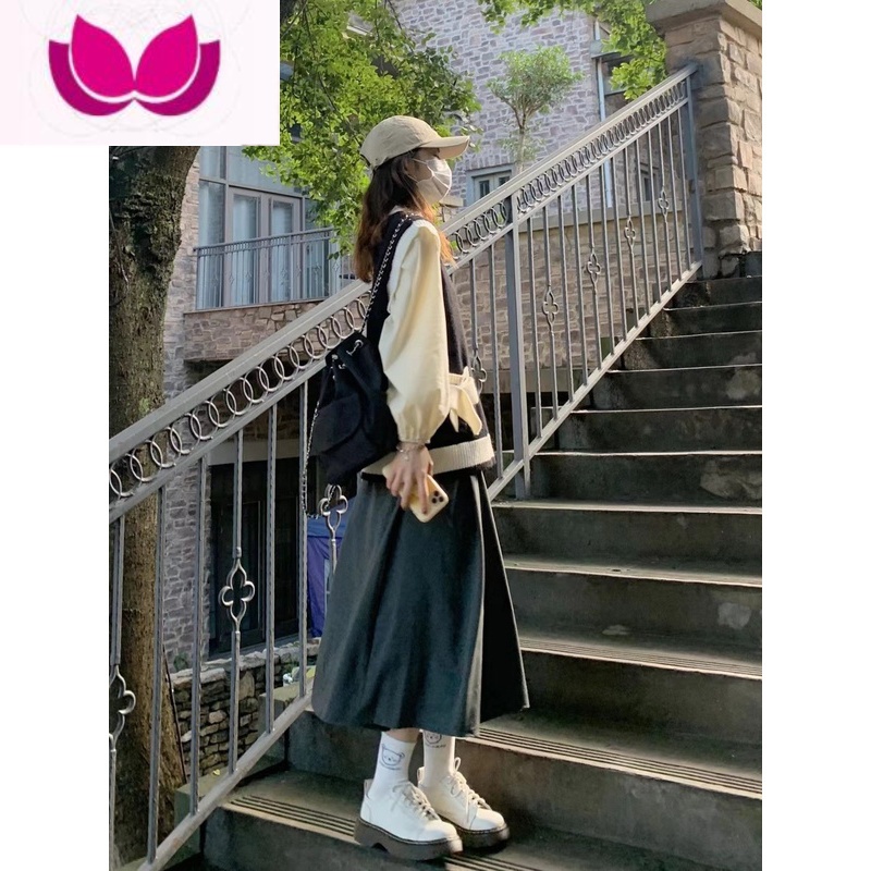 七斓女装温柔茶系穿搭早春装搭配一整套法式连衣裙子茶里茶气套装高清大图