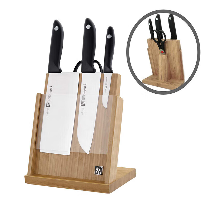 双立人(ZWILLING)家用刀具套装切菜切肉磁性竹制插刀架五件套1012423高清大图