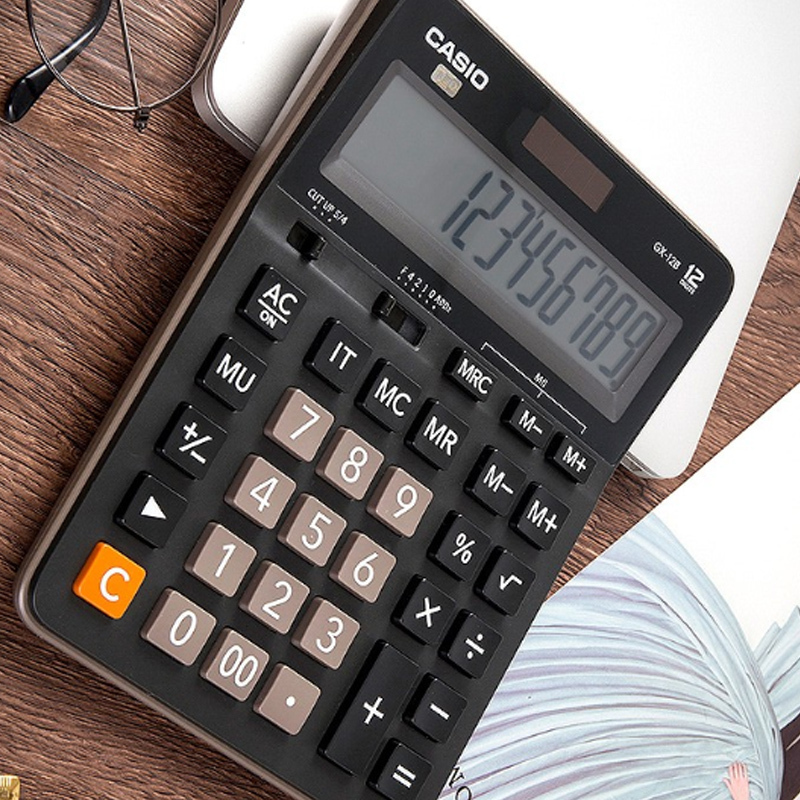 卡西欧(CASIO) DX-12B商务计算器大型机黑色经典款 (单位:个)