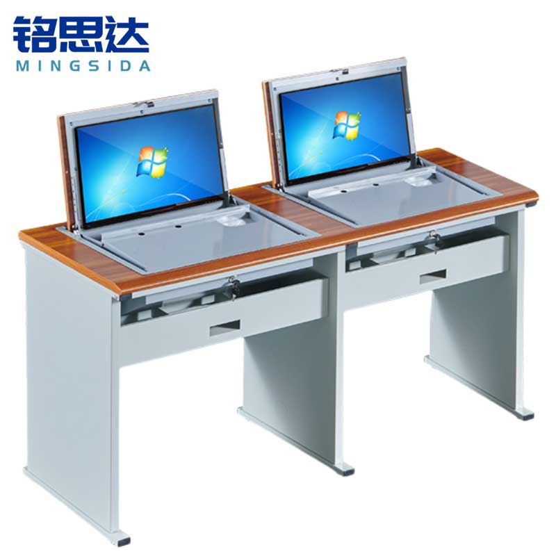 铭思达翻转电脑桌双人位张高清大图
