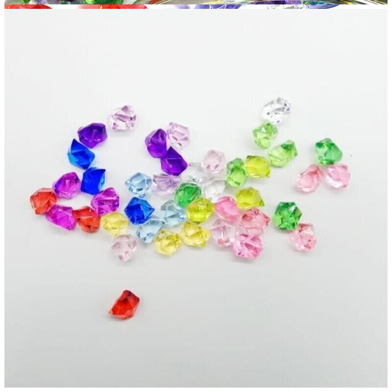 儿童玩具宝石冰块七彩色小钻塑料水晶钻石亚克力五彩缤纷碎石饰品 22mm彩色250颗高清大图