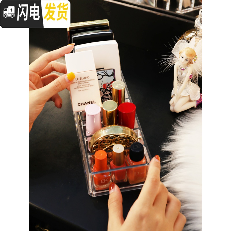 三维工匠粉饼眼影收纳盒放口红亚克力化妆品整垫眼影盘腮红架抽屉分隔高清大图
