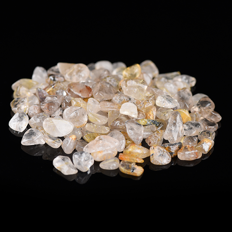 水晶碎石七彩琉璃石头消磁石摆件水晶南红粉填供佛天然碧玺碎石500克