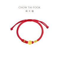 周大福 文化祝福 长乐未央福字定价足金黄金转运珠配手绳 EOR1001七夕礼物