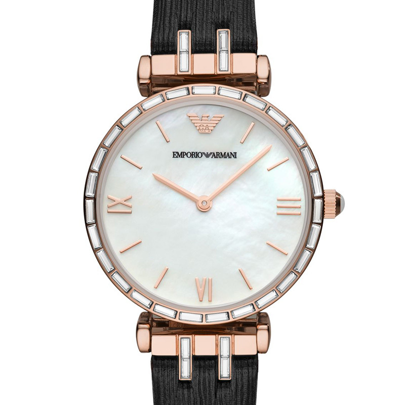 阿玛尼(EMPORIO.ARMANI)手表 皮质表带经典时尚休闲石英表女士腕表 气质款 AR11295