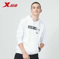 特步(Xtep)男装运动卫衣正品2018秋新款针织连帽上衣常规款套头衫882329059501