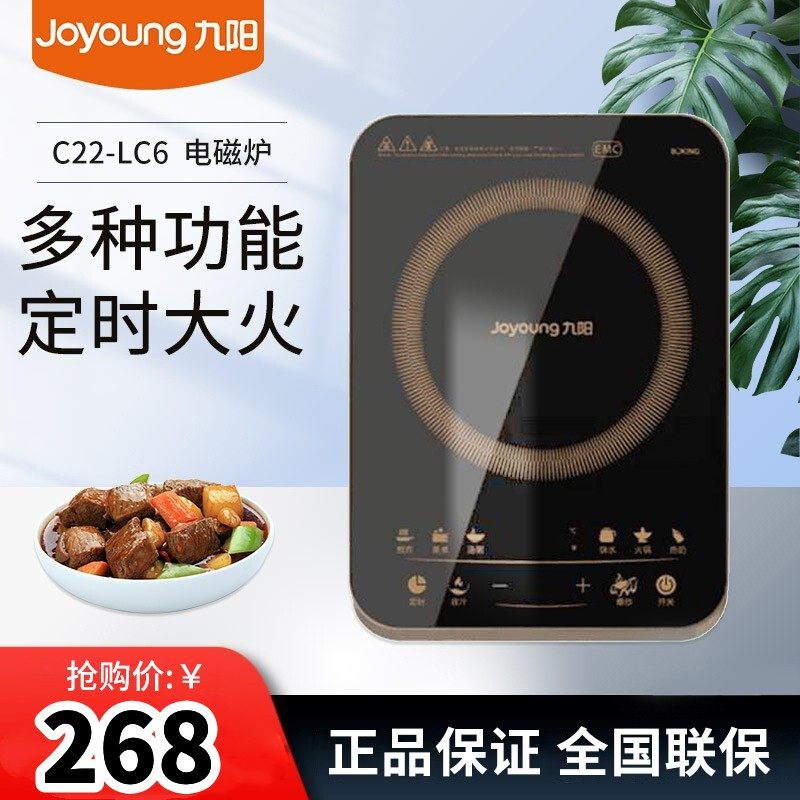 九阳 (Joyoung) 电磁炉 C22-LC6 家用多功能定时火锅烧水2200w大火力 赠炒锅