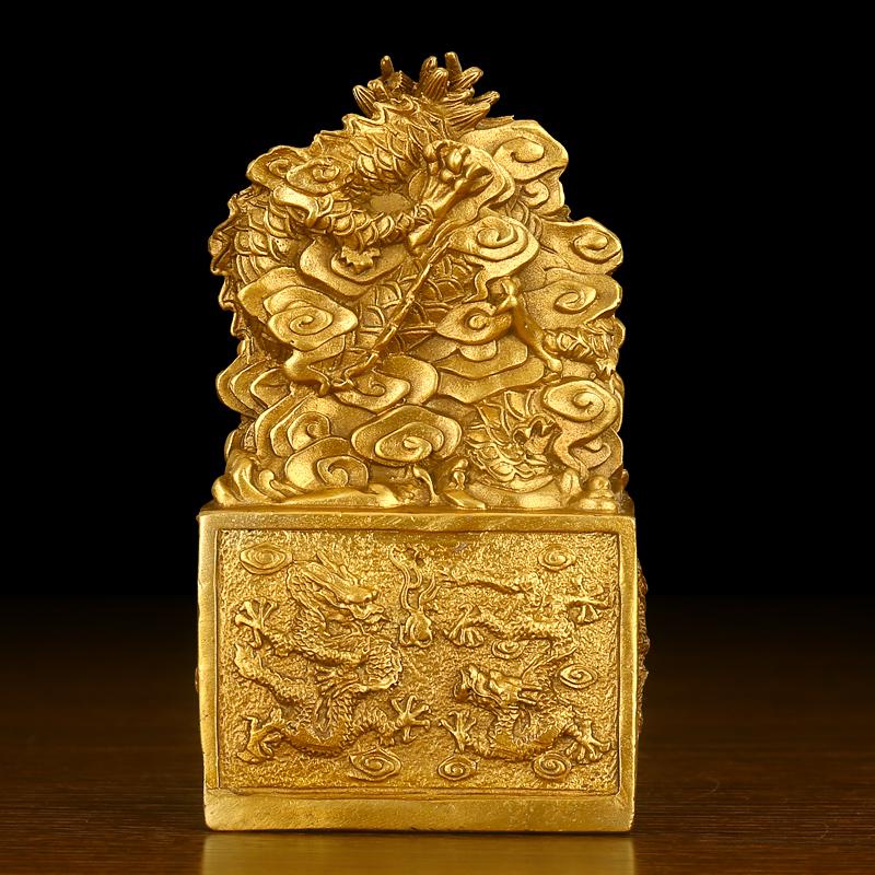 家柏饰(CORATED)铜九龙金玺铜玉玺摆件书房老板办公室桌工艺品高清大图