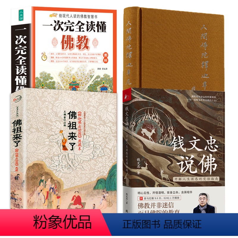 [正版]4册钱文忠说佛+佛祖来了:《释迦佛出世图》+人间佛陀释迦牟尼+图解一次完全读懂佛教 书籍
