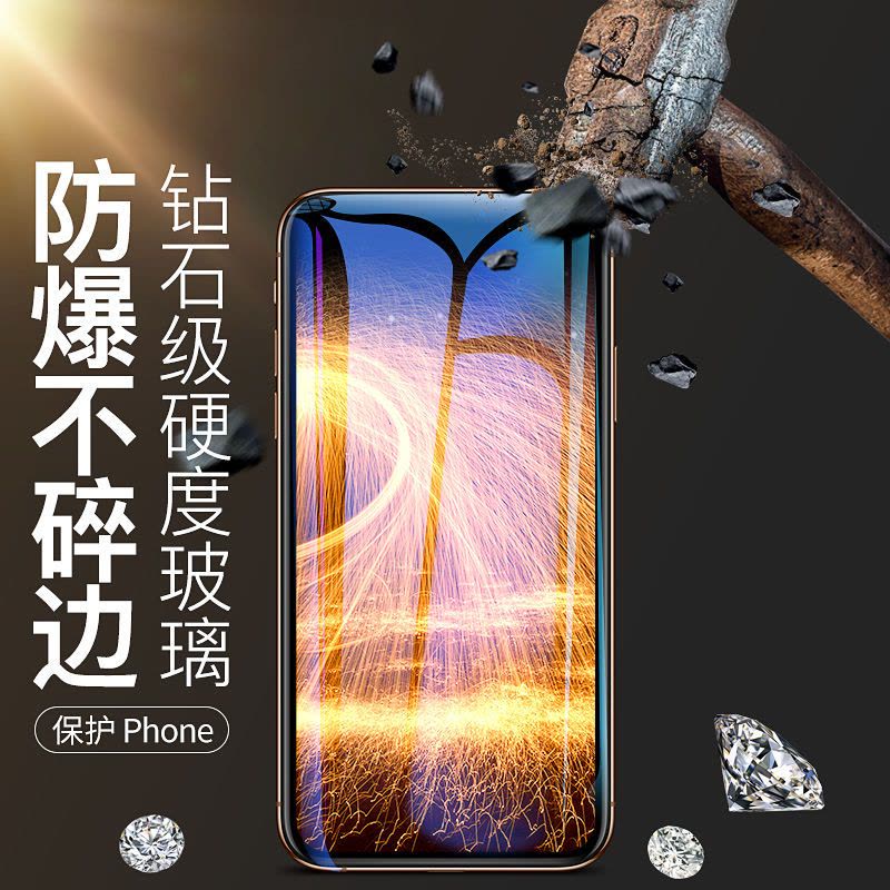 苹果x/xr/xsmax钢化膜iphone11promax/6/7/8plus全屏覆盖手机贴膜图片