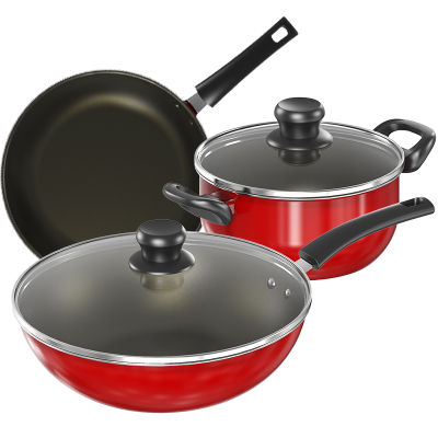 99元包邮  ASD 爱仕达 PL03G1RWG 中国红锅具三件套