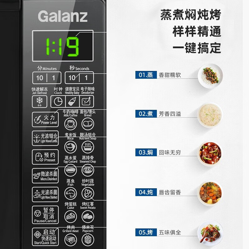 格兰仕(Galanz)微波炉烤箱一体机 光波炉20L 家用700W节能 平板易清洁 智能菜单多功能高清大图