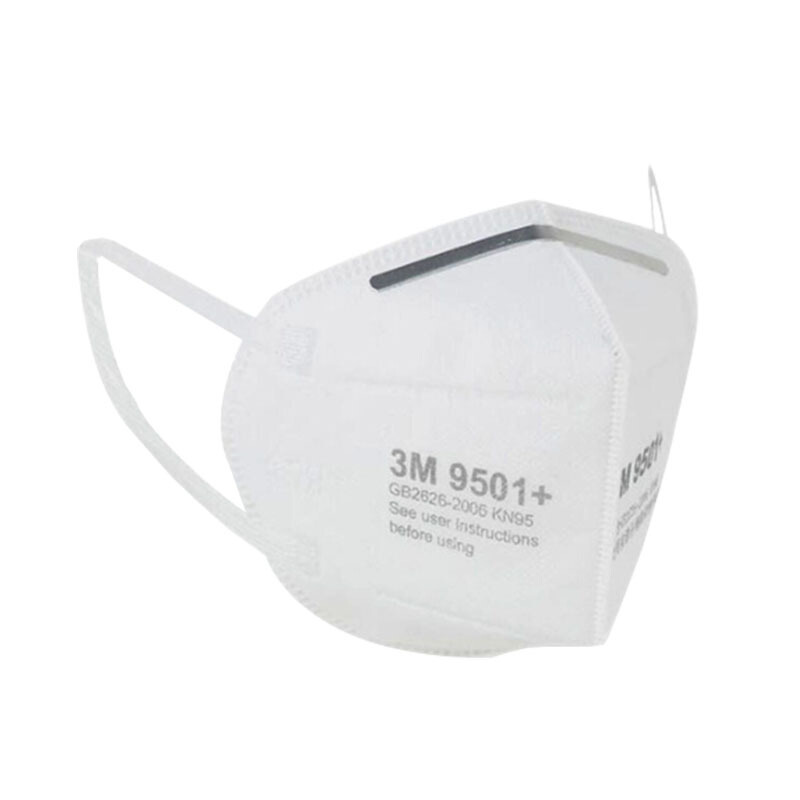 3M 9501+口罩 KN95防飞沫 防尘口罩 耳戴式 无呼气阀 环保装 白色 50只/袋高清大图