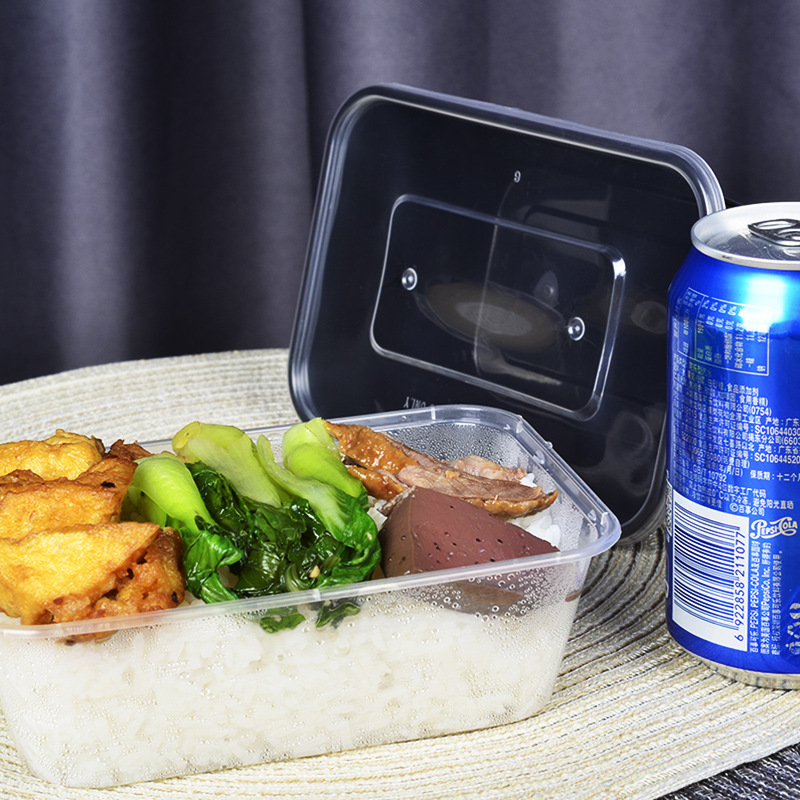 DXP 一次性碗塑料打包盒 透明长方盒[1000ML]50个高清大图