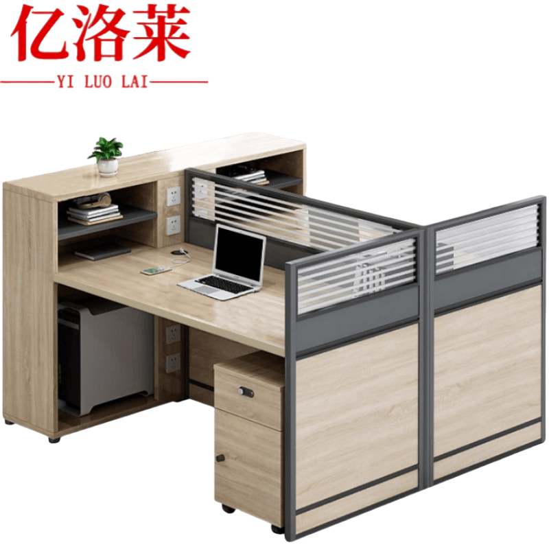 亿洛莱 双人办公桌+柜 1200*1200*1100mm 张高清大图