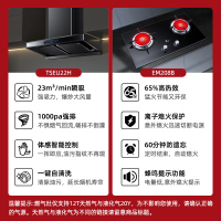 红日(RedSun)烟灶套餐家用欧式23立方瞬吸1000pa强排烟机挥手感应油烟机变频双腔烟机套装22H+TEM208B