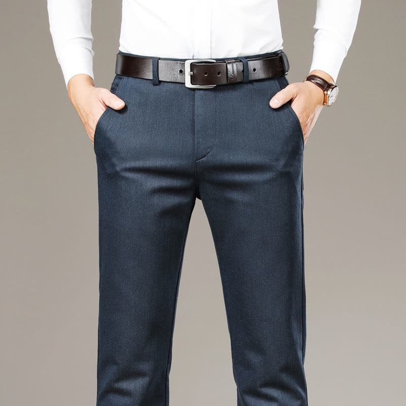 金盾(KIN DON)正品莫代尔休闲裤男裤子中年男士直筒中高腰长裤宽松秋冬季商务男裤图片