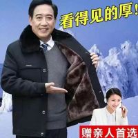 中老年男士棉衣加绒加厚款爷爷冬季棉袄爸爸冬装外套老人冬天衣服 185/100A适合145-155斤 新黑色纽扣款带毛领