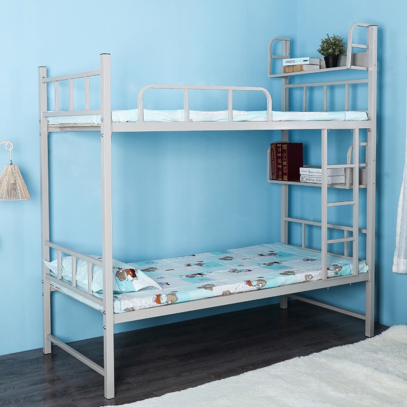 上下铺铁床 成人铁艺双层床 宿舍高低床学生铁架床带书架单人床 1.