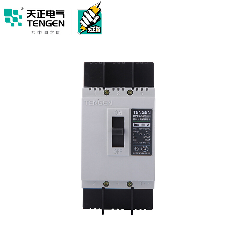 天正电气 DZ15-40 3KA 热磁式 25A 3P 手动 固定式 380V 01040030047 塑壳断路器