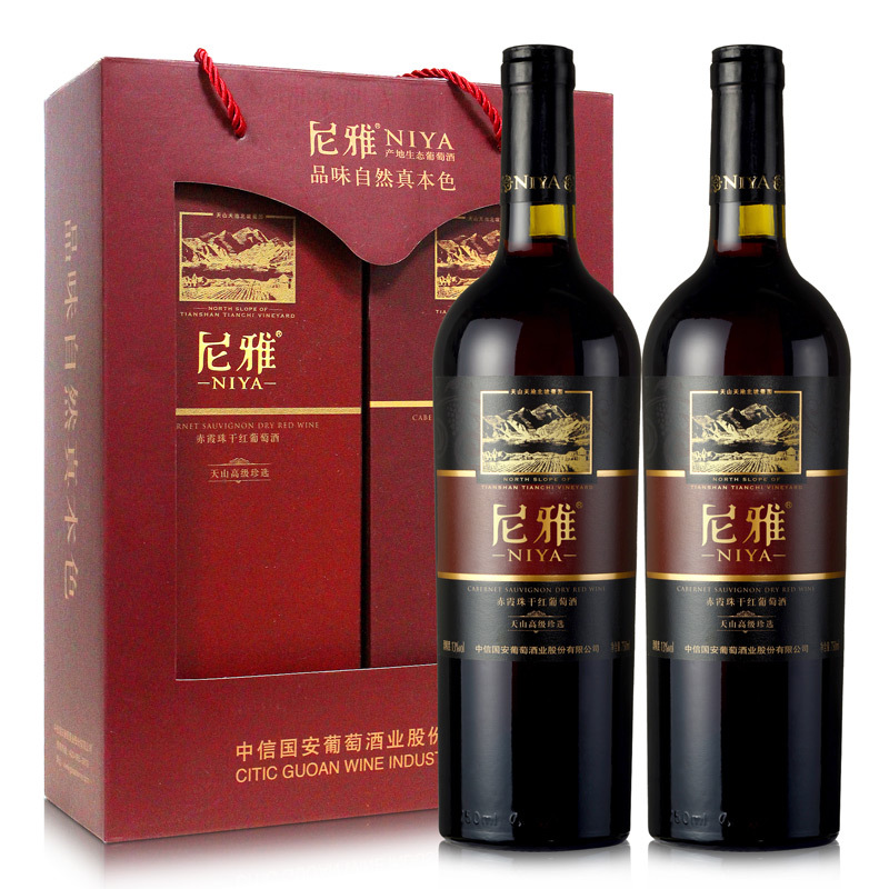 尼雅天山高级珍选赤霞珠干红葡萄酒 750ml*2*3 整箱装