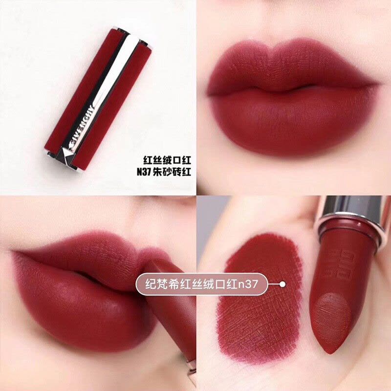 纪梵希Givenchy 高定香榭红丝绒唇膏不易脱妆 小羊皮口红3.4g #N37 哑光朱砂砖红图片