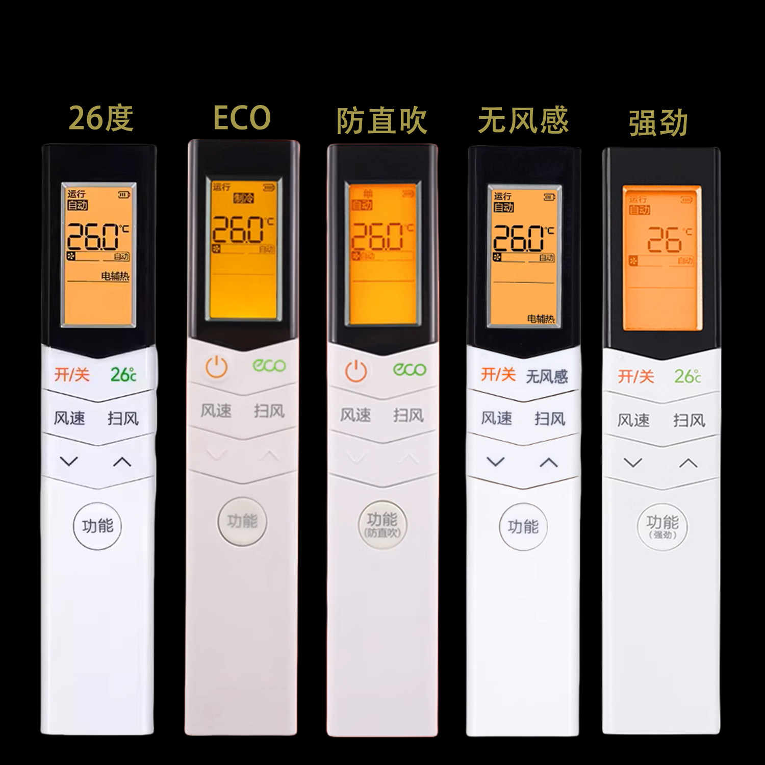适用于美的空调遥控器通用款遥控器 ECO带背光遥控器高清大图