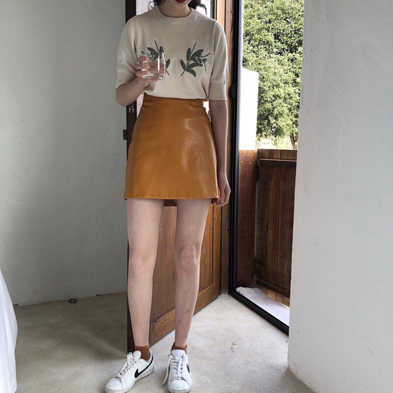 春夏女装韩版小皮裙半身裙女高腰包臀裙子一步裙a字裙PU短裙半裙