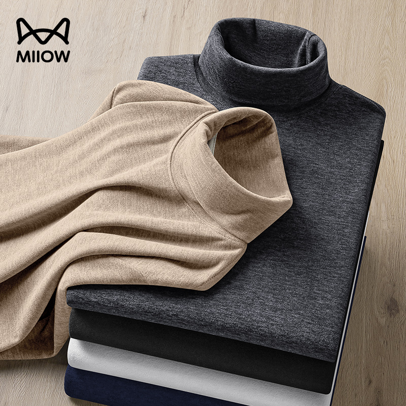 猫人羊毛桑蚕丝高领打底衫男士2026百搭高弹保暖长袖t恤上衣280g高清大图