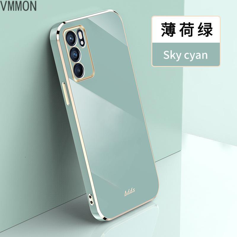 VMONNopporeno6手机壳超薄电镀直边硅胶opporeno6pro镜头全包保护套简约reno6pro+防摔软