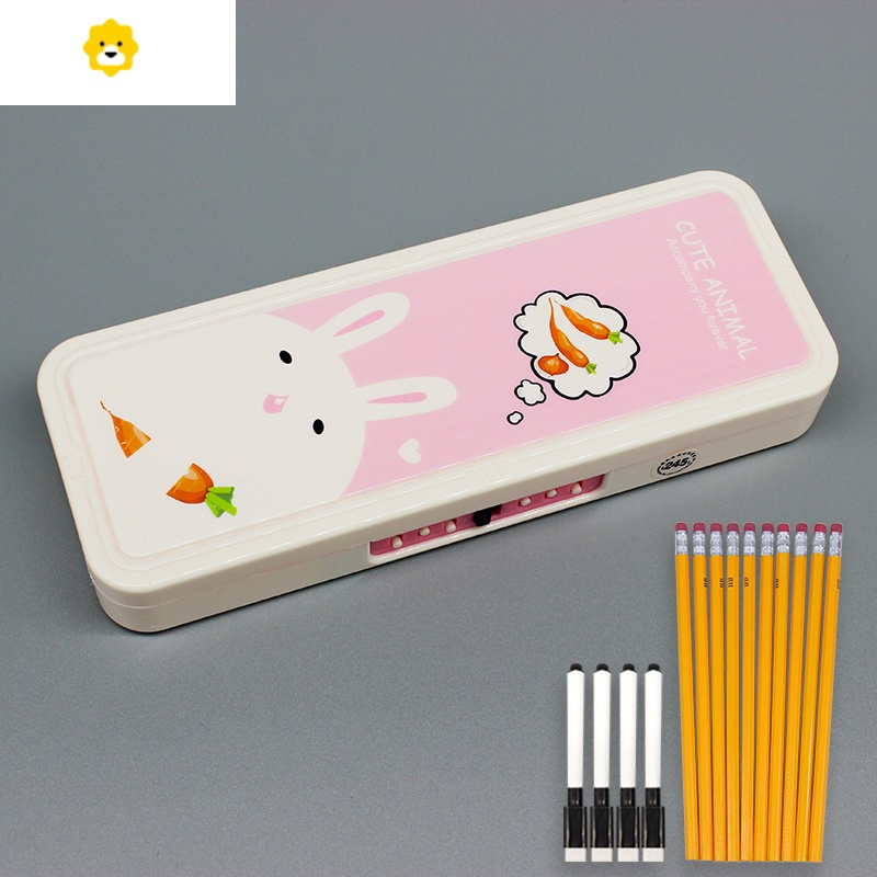 喻娄多功能文具盒抖音密码锁铅笔盒男女简约儿童幼儿园大容量塑料笔盒