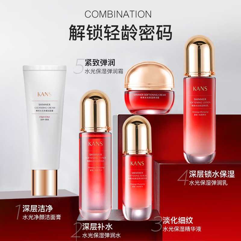 (Kans)韩束套装礼盒护肤套装 水光保湿弹润光泽礼盒 洁面+水+乳液+精华+霜 保湿补水高清大图
