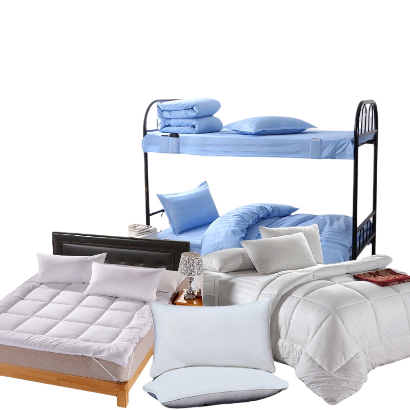 伊伊爱 酒店公寓蓝色缎条六件套