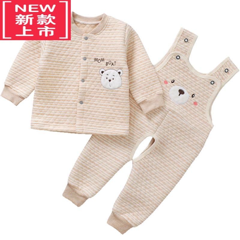 可莉允宝宝背带裤保暖内衣儿童加厚秋衣秋裤婴儿彩棉套装0-1岁2夹棉保暖裤图片