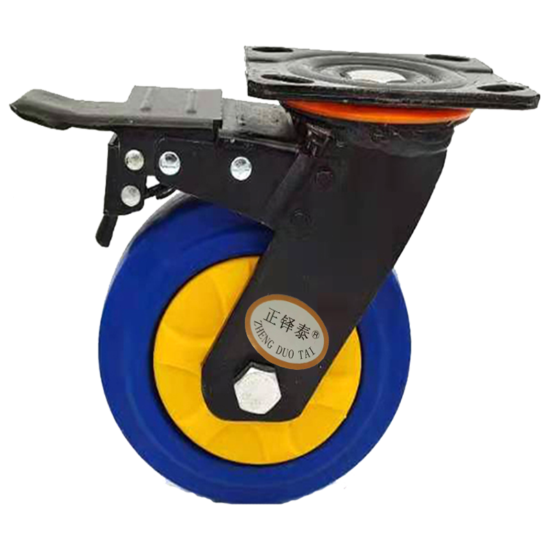 正铎泰 天然橡胶 重型静音胶轮 刹车万向轮6寸150mm /个