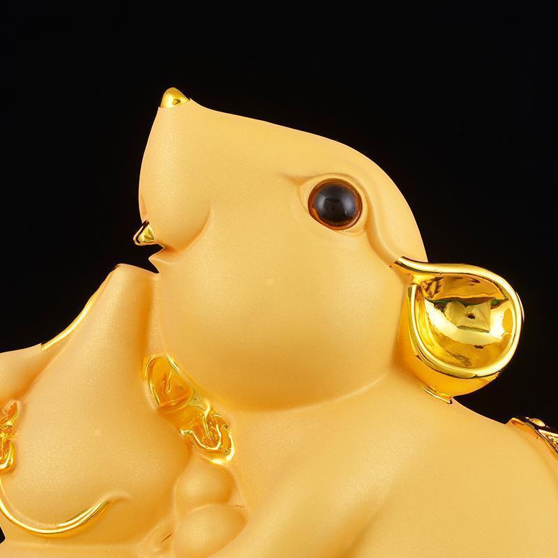 锦鼠纳福老鼠摆件吉祥生肖工艺品家居玄关客厅装饰鼠年吉祥物_608_915