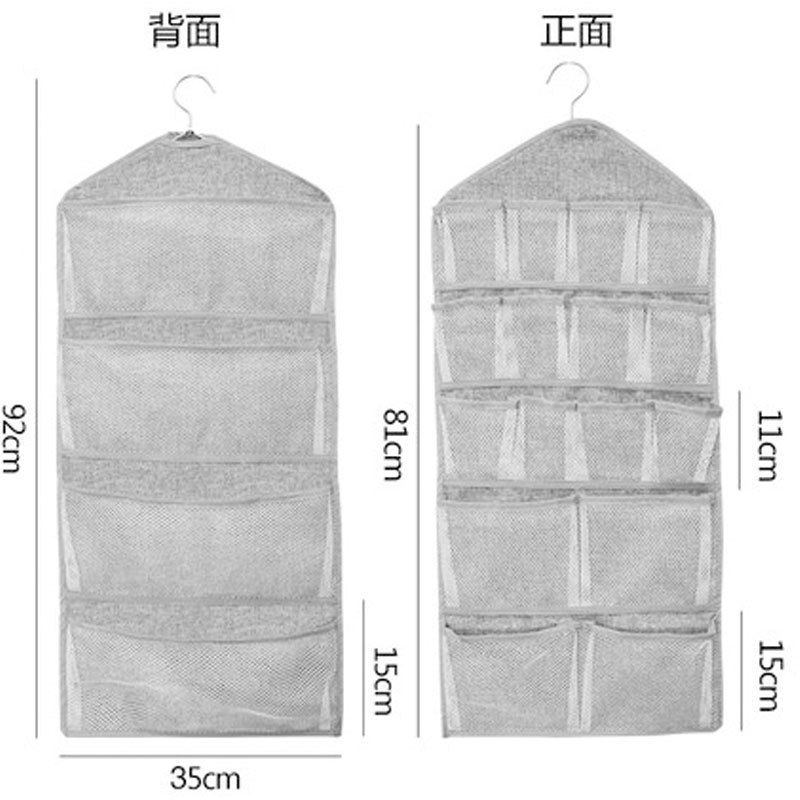 麻布内衣内裤双面挂袋袜子收纳袋宿舍衣柜收纳文胸墙上悬挂式挂袋 家居家用收纳用品收纳创意简约