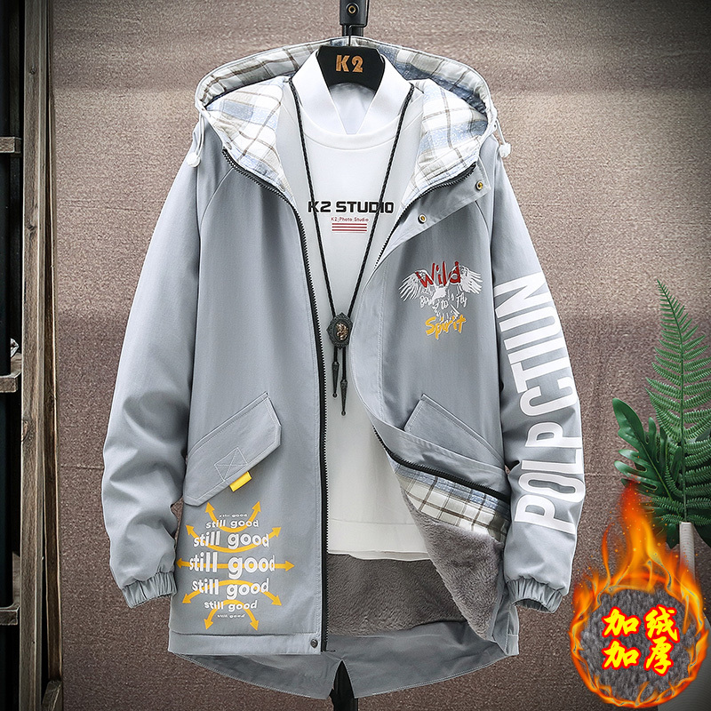NEW LAKE外套男士秋冬加绒加厚风衣秋季夹克2020新款派克服潮冬装保暖外衣风衣
