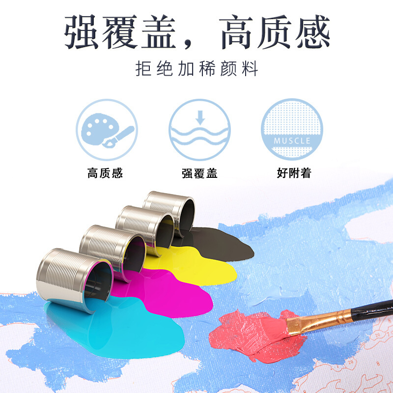 数字油画diy风景手工画欧式客厅餐厅装饰画床头卧室画非十字绣钻石绣画手绘油画填色画定制画乖乖猫*30*40cm