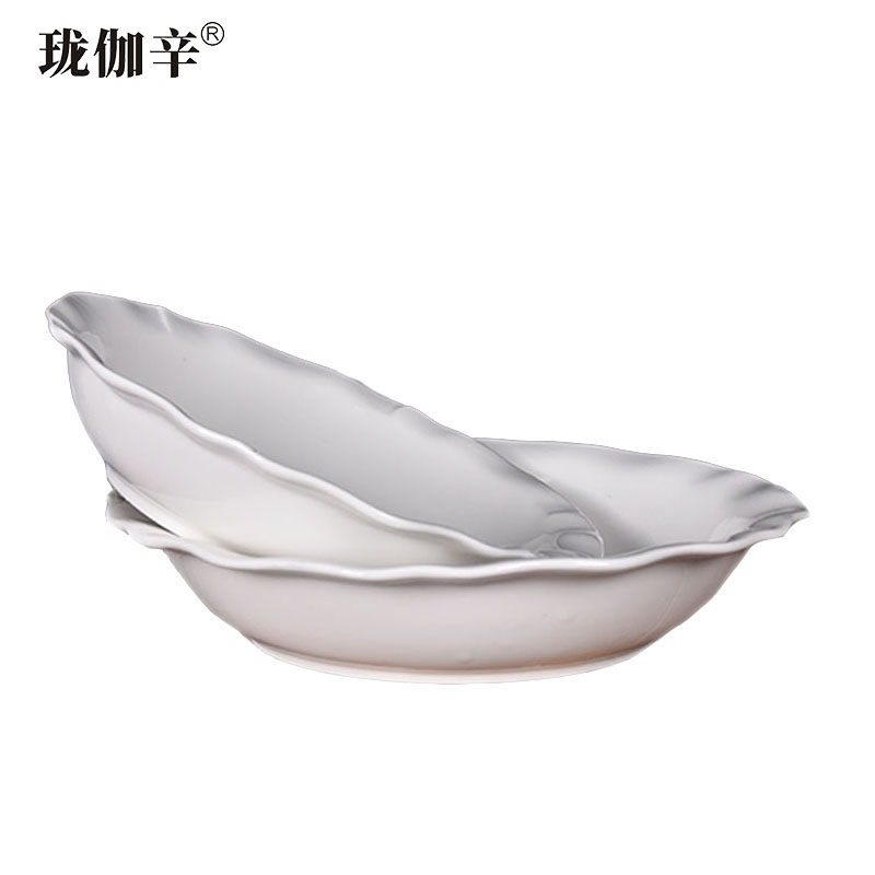 珑伽辛 白色陶瓷荷口碗酸菜鱼碗 9英寸/个高清大图