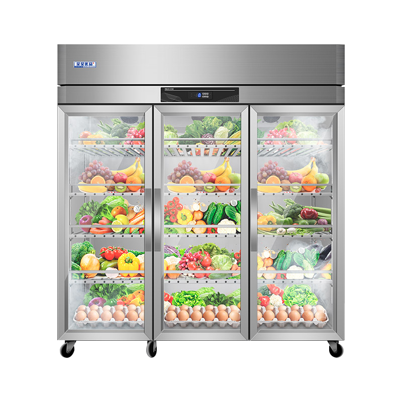星星优品BC-1460WA 1380升三门风冷铜管厨房商用保鲜设备玻璃冷藏商用冰柜冰箱麻辣烫展示柜冷藏保鲜双门点菜柜高清大图