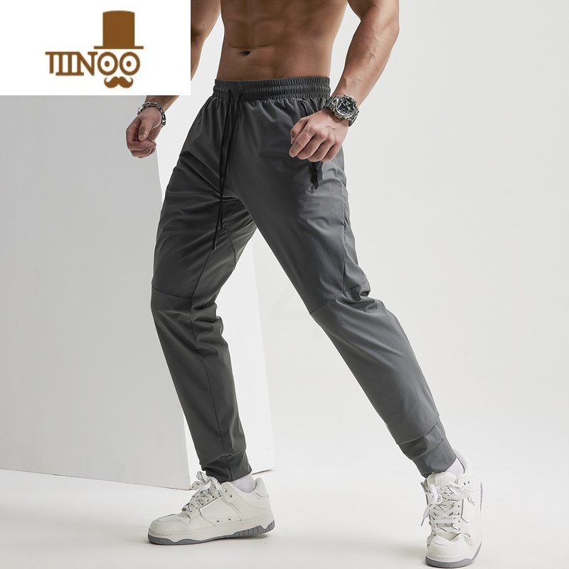 YANXU冰丝速干运动裤子夏天男款跑步九分裤健身长裤宽松休闲裤束脚痞冰高清大图