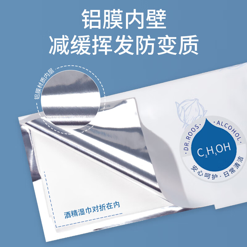 袋鼠医生(DR.ROOS)75%酒精湿巾 消毒湿巾 独立装酒精棉片100片/盒 12盒整箱装高清大图