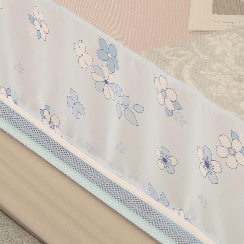 美帮汇三开方顶拉链蚊帐家用坐床式1.5m床1.8m加密加厚儿童防摔纹账高清大图